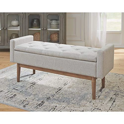 Signature Design By Ashley Briarson Tufted Upholstered Accent Bench With Storage, Beige & Brown 4 Signature Design By Ashley Briarson Tufted Upholstered Accent Bench With Storage, Beige & Brown - Image 2