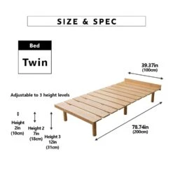 EMOOR Wood Slatted Floor Bed Frame OSMOS Twin For Japanese Futon Mattress Solid Pine (Retro-Brown), Height Adjustable (2/7/12in) Tatami Mat 17 EMOOR Wood Slatted Floor Bed Frame OSMOS Twin For Japanese Futon Mattress Solid Pine (Retro-Brown), Height Adjustable (2/7/12in) Tatami Mat -Amazon Store 51g7Gp6H7HL