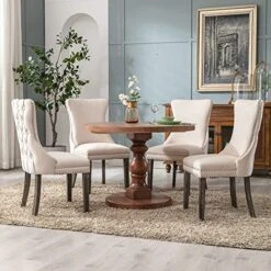 KCC Velvet Dining Chairs Set Of 4, Tufted Upholstered Wingback High-end Dining Kitchen Chair With Nailhead Solid Wood Legs, Contemporary Nikki Collection Modern Style, Beige 22 KCC Velvet Dining Chairs Set Of 4, Tufted Upholstered Wingback High-end Dining Kitchen Chair With Nailhead Solid Wood Legs, Contemporary Nikki Collection Modern Style, Beige -Amazon Store 51gKOJo2WQL