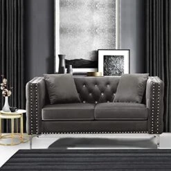 Mikibama Velvet Loveseat Sofa Couch Set For Living Room, Modern Decor Furniture Tufted Sofa Set With Nailhead Acrylic Legs And 2 Pillows For Bedroom, Hall(Grey) 30 Mikibama Velvet Loveseat Sofa Couch Set For Living Room, Modern Decor Furniture Tufted Sofa Set With Nailhead Acrylic Legs And 2 Pillows For Bedroom, Hall(Grey) -Amazon Store 51gKgBK3ZbL. AC