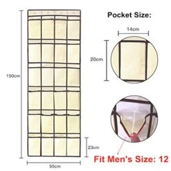 24 Pockets Over The Door Shoe Organizer Hanging Shoe Rack Large Fabric Pocket For Closet Accessory Storage, Hanging Shoe Hanger Organizer With 4 Hooks(Beige) -Amazon Store 51gLHurUkrL