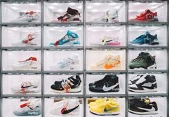 SupBro Led Collection Crate - Voice Control - Easy Access Storage Shoes Box, Stackable Shoe Storage With Clear Plastic Door For Sneakers - (11.2 X 14.9 X 8.8 Inch (2pack), White) -Amazon Store 51gMxHQk5bL