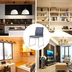 Modern Faux Leather Dining Chairs Indoor Use, Comfortable Kitchen Chairs With Chrome Legs For Kitchen, Living, Bedroom, Waiting Room Chairs, Dining Room Side Chairs Set Of 2 (Gray) -Amazon Store 51gWshMJYtL