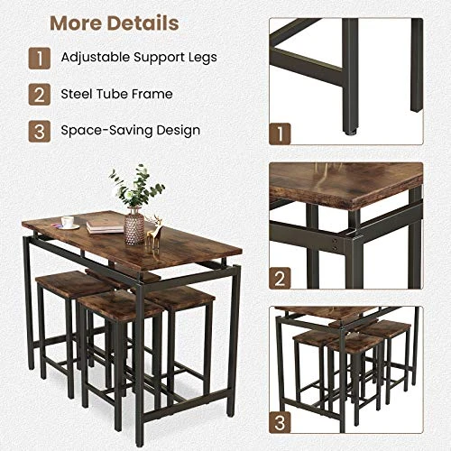 Recaceik 5 PCS Dining Table Set, Modern Kitchen Table And Chairs For 4, Wood Pub Bar Table Set Perfect For Breakfast Nook, Small Space Living Room 5 Recaceik 5 PCS Dining Table Set, Modern Kitchen Table And Chairs For 4, Wood Pub Bar Table Set Perfect For Breakfast Nook, Small Space Living Room - Image 3