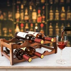 PAMISO 2-Tiers Wine Rack, 8-Bottles Bamboo Wine Stand Holder Wine Rack Countertop For Pantry, Kitchen, Bars, Wine Cellar -Amazon Store 51gaQupbinS
