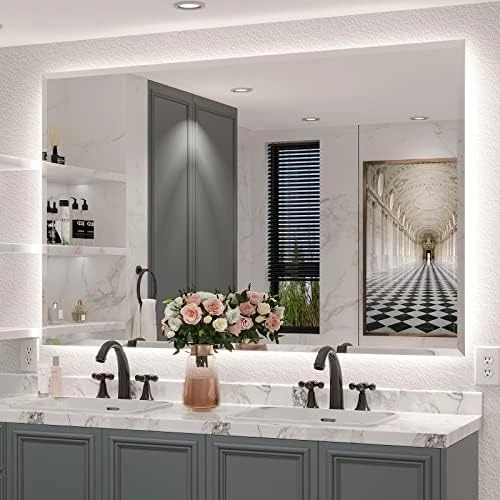 IOWVOE 60 X 36 Inch LED Mirror Backlit Bathroom Large Wall Mounted Vanity Makeup Mirror Dimmable Anti-Fog Lighted Mirror CRI 90 Adjustable Brightness 13 IOWVOE 60 X 36 Inch LED Mirror Backlit Bathroom Large Wall Mounted Vanity Makeup Mirror Dimmable Anti-Fog Lighted Mirror CRI 90 Adjustable Brightness - Image 11