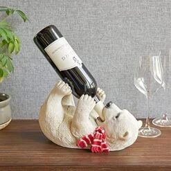 True Cheery Cub Polyresin Wine Bottle Holder Set Of 1, White, Holds 1 Standard Wine Bottle -Amazon Store 51gvakt6zQS