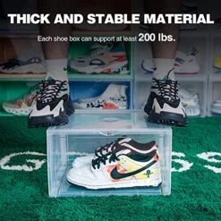 GOTO 2 Packs Of Shoe Storage Boxes, Clear Plastic Side Opening Sneaker Box, Stackable Shoe Organizer, Multi-Function Storage Box, Sneaker Display Case Fit Up To US Male Size 13 (WHITE) -Amazon Store 51h3VjS7j0L