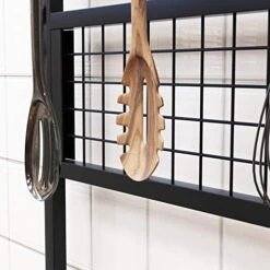 Soges Kitchen Baker's Rack Utility Storage Shelf Microwave Stand Cart With Side Hooks, Adjustable Feet, Kitchen Standing Rack 3-Tier Shelves For Baker, Rack, Spice Rack Organizer (Rustic Brown) -Amazon Store 51h9FNdJ7mL