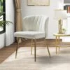 HULALA HOME Velvet Dining Chairs, Modern Small Armless Accent Chair With Gold Metal Legs, Living Room Upholstered Cute Side Chair, Elegant Tufted Back Vanity Chair For Bedroom/Beauty Room-Ivory -Amazon Store 51hArETte7L