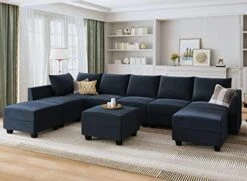 HONBAY Modular Sectional Sofa Set Oversized U Shaped Couch With Storage Ottoman Convertible Sleeper Sectional Sofa Velvet Modular Couch With Wide Chaise, Black 28 HONBAY Modular Sectional Sofa Set Oversized U Shaped Couch With Storage Ottoman Convertible Sleeper Sectional Sofa Velvet Modular Couch With Wide Chaise, Black -Amazon Store 51hE0R2RdEL. AC