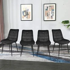 Payeel Upholstered Velvet Dining Chairs Set Of 4 Modern Tufted Dining Side Chairs W/Metal Legs Modern Cushion Seats And Back For Living Kitchen, Vanity, And Waiting Room(Black) 13 Payeel Upholstered Velvet Dining Chairs Set Of 4 Modern Tufted Dining Side Chairs W/Metal Legs Modern Cushion Seats And Back For Living Kitchen, Vanity, And Waiting Room(Black) -Amazon Store 51hEQbUrQOL