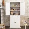 HLR Freestanding Kitchen Pantry Storage Cabinet With Adjustable Shelves, Black Pantry Cabinet For Kitchen, Living Room And Dining Room,White 1 HLR Freestanding Kitchen Pantry Storage Cabinet With Adjustable Shelves, Black Pantry Cabinet For Kitchen, Living Room And Dining Room,White -Amazon Store 51hHzArvC0L
