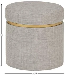 Amazon Brand – Rivet Asher Round Upholstered Storage Ottoman, 15.75"W, Light Grey 11 Amazon Brand – Rivet Asher Round Upholstered Storage Ottoman, 15.75"W, Light Grey -Amazon Store 51hKBCZMgmL