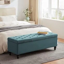 HUIMO Button-Tufted Ottoman With Storage In Upholstered Fabrics, Large Storage Bench For Bedroom, Living Room, Entryway, Storage Ottoman Bench With Safety Hinge Hold Up To 300lbs(Dark Teal) 22 HUIMO Button-Tufted Ottoman With Storage In Upholstered Fabrics, Large Storage Bench For Bedroom, Living Room, Entryway, Storage Ottoman Bench With Safety Hinge Hold Up To 300lbs(Dark Teal) -Amazon Store 51hQ puTAjL. AC