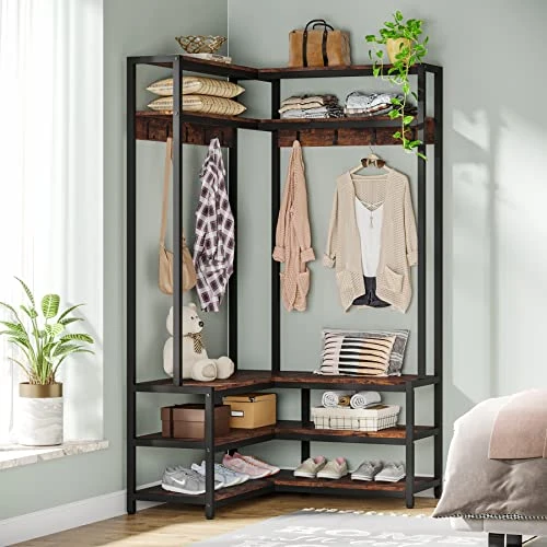 Tribesigns Corner Hall Tree With Shoe Bench, Entryway Coat Rack With Shoe Storage, Freestanding Coat Rack With Shelves, Entryway Corner Furniture, Brown 3 Tribesigns Corner Hall Tree With Shoe Bench, Entryway Coat Rack With Shoe Storage, Freestanding Coat Rack With Shelves, Entryway Corner Furniture, Brown