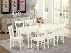 East West Furniture DONO9-LWH-W Dining Set, 9 Pieces