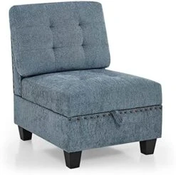 Melpomene Velvet Armless Single Chair For Modular Sectional Accent Armless Chair With Storage Space, Black （26.5“x31.25”x36.5“） (Black, Single Chair) -Amazon Store 51hm0P5E6 L. AC