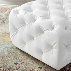 Modway Amour Tufted Vegan Leather Square Upholstered Ottoman In White -Amazon Store 51hostmx4nL
