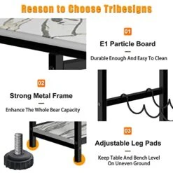 CENOVE Dining Table Set For 4, 3 Piece Kitchen Table With Bench, Small Dining Table Set For Apartment With Wine Rack For Breakfast Nook (White Statuario) 8 CENOVE Dining Table Set For 4, 3 Piece Kitchen Table With Bench, Small Dining Table Set For Apartment With Wine Rack For Breakfast Nook (White Statuario) -Amazon Store 51htTVRwQkL