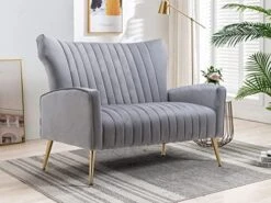 Altrobene Velvet Accent Chair Modern Wingback Comfy Chair Tufted Reading Armchair With Gold Legs For Living Room/Bedroom, Light Pink -Amazon Store 51i08Mb2MTL. AC