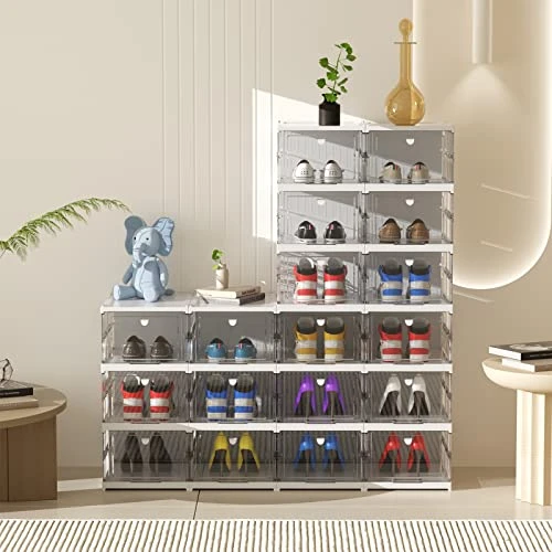 TIDYAVE Shoe Storage Boxes, Assembly-Free Clear Solid Plastic 3 Tier Foldable Shoe Organizer Bins For Closet Space Saving Stackable Shoe Rack Sneaker Container Holder (13.58”x 10.03”x 7.79”) 6 TIDYAVE Shoe Storage Boxes, Assembly-Free Clear Solid Plastic 3 Tier Foldable Shoe Organizer Bins For Closet Space Saving Stackable Shoe Rack Sneaker Container Holder (13.58”x 10.03”x 7.79”) - Image 4
