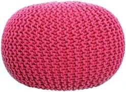FRELISH DECOR Round Pouf Ottoman Hand Knitted 100% Cotton Pouf Foot Stool - Knitted Bean Bag - Floor Chair For Living Room Bedroom - Foot Rest For Couch (20 Diameter X 14 Height) - Natural -Amazon Store 51i3X5VhurS. AC