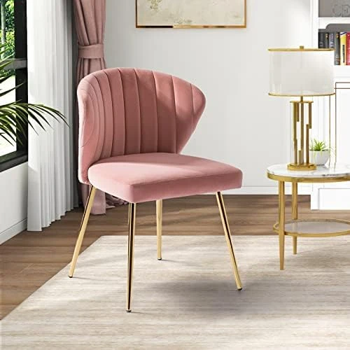 HULALA HOME Velvet Dining Chairs, Modern Small Armless Accent Chair With Gold Metal Legs, Living Room Upholstered Cute Side Chair, Elegant Tufted Back Vanity Chair For Bedroom/Beauty Room-Ivory 16 HULALA HOME Velvet Dining Chairs, Modern Small Armless Accent Chair With Gold Metal Legs, Living Room Upholstered Cute Side Chair, Elegant Tufted Back Vanity Chair For Bedroom/Beauty Room-Ivory - Image 14