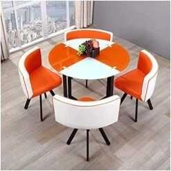 Office Business Hotel Lobby Dining Table Set, Home Dining Room Furniture Set 1 Table 4 Chairs Kitchen Bar Balcony Bedroom Library Billiard Hall Office (Color : Red, Size : Round) -Amazon Store 51iBhoUfKS. AC