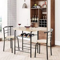 FANTASK 3 Pieces Dining Set, Breakfast Table Set W/Metal Frame And Storage Shelf, Compact Table And 2 Chairs Set For Home Bistro Pub Apartment Kitchen Dining Room Cafe 21 FANTASK 3 Pieces Dining Set, Breakfast Table Set W/Metal Frame And Storage Shelf, Compact Table And 2 Chairs Set For Home Bistro Pub Apartment Kitchen Dining Room Cafe -Amazon Store 51iE0oybBhL. AC