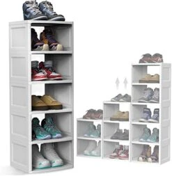KOUPA 6-Tier Shoe Rack Storage Organizer,Stackable And Adjustable Multi-Function Shoe Boxes,Space Saving Shoe Shelf Bins ,Extra Large Capacity, Shoe Cubby(White) 13 KOUPA 6-Tier Shoe Rack Storage Organizer,Stackable And Adjustable Multi-Function Shoe Boxes,Space Saving Shoe Shelf Bins ,Extra Large Capacity, Shoe Cubby(White) -Amazon Store 51iFcvx5u1L. AC