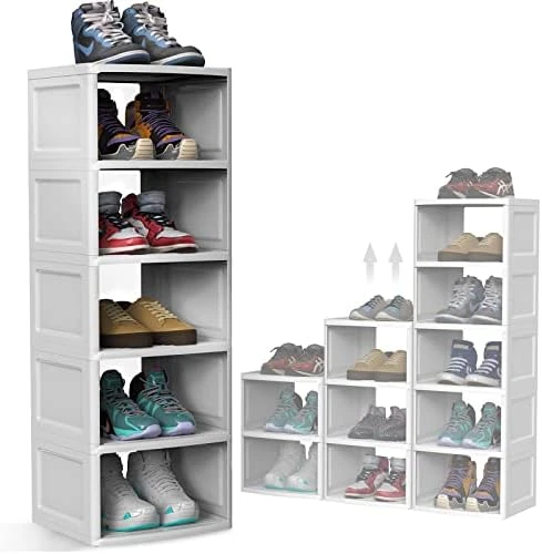 KOUPA 6-Tier Shoe Rack Storage Organizer,Stackable And Adjustable Multi-Function Shoe Boxes,Space Saving Shoe Shelf Bins ,Extra Large Capacity, Shoe Cubby(White) 8 KOUPA 6-Tier Shoe Rack Storage Organizer,Stackable And Adjustable Multi-Function Shoe Boxes,Space Saving Shoe Shelf Bins ,Extra Large Capacity, Shoe Cubby(White) - Image 6