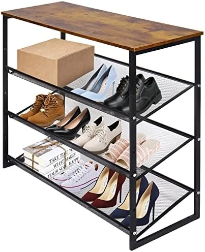 Garden 4 You 4-Tiers Shoe Storage Freestanding Organizer Modern 25.2 In Tilting Adjustable Shoe Rack, Stable, Durable For High Heels, Entryways, Hallways, Closets, Dormitory Rooms, Industrial, Brown 10 Garden 4 You 4-Tiers Shoe Storage Freestanding Organizer Modern 25.2 In Tilting Adjustable Shoe Rack, Stable, Durable For High Heels, Entryways, Hallways, Closets, Dormitory Rooms, Industrial, Brown - Image 8