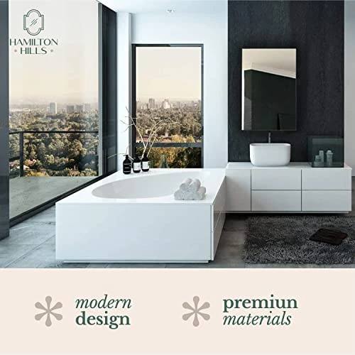 Hamilton Hills 24x36 Inch Black Brushed Metal Framed Vanity Mirrors For Wall | Rectangular Square Corner Glass Panel Wall Mirror | Deep Set Design Bathroom Vanity Mirror Hangs Horizontal Or Vertical 8 Hamilton Hills 24x36 Inch Black Brushed Metal Framed Vanity Mirrors For Wall | Rectangular Square Corner Glass Panel Wall Mirror | Deep Set Design Bathroom Vanity Mirror Hangs Horizontal Or Vertical - Image 6