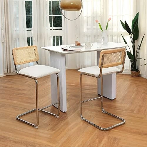 ONEVOG Island Rattan Chairs, Faux Leathe Seating Kitchen Counter Height (24 Inch) Bastool With Sturdy Frame Chrome Legs, Dining Room Home Kitchen Stools Set Of 2 (Brown) 10 ONEVOG Island Rattan Chairs, Faux Leathe Seating Kitchen Counter Height (24 Inch) Bastool With Sturdy Frame Chrome Legs, Dining Room Home Kitchen Stools Set Of 2 (Brown) - Image 8