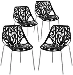 Bonnlo Modern Stackable Chair Set Of 4,Kitchen White Dining Chairs,Birch Sapling Comfy Chairs For Dining Room,Living Room,Waiting Room (White) -Amazon Store 51iTtyC 2jL. AC 1