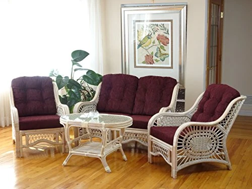Pelangi Oval Coffee Table With Glass Top Natural Rattan Wicker ECO Handmade Design, White Wash 7 Pelangi Oval Coffee Table With Glass Top Natural Rattan Wicker ECO Handmade Design, White Wash - Image 5
