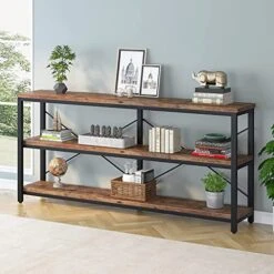 Vagaconl 70.86'' Extra Long Console Table,Sofa Table,TV Cabinet,Bookcase，3-Layer Shelf For Living Room, Entryway -Amazon Store 51iZYiSvFHL