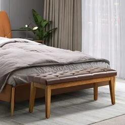 HUIMO Dining Leather Bench,Button-Tufted Entryway Bench, Kitchen Leather Seat Dining, Bedroom End Of Bench, Ottoman Bench, Living Room Solid Wood Indoor Bench,Brown 16 HUIMO Dining Leather Bench,Button-Tufted Entryway Bench, Kitchen Leather Seat Dining, Bedroom End Of Bench, Ottoman Bench, Living Room Solid Wood Indoor Bench,Brown -Amazon Store 51ioiOb0a8L