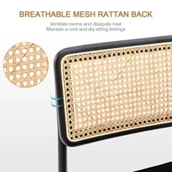 Zesthouse Dining Chairs Set Of 2, Velvet Rattan Side Chairs With Cane Back & Stainless Chrome Base, Modern Mid Century Breuer Designed Chairs, Upholstered Dining Living Room Kitchen Chairs, Black -Amazon Store 51itU3CIOfL