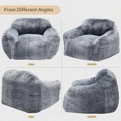 Homguava Giant Bean Bag Chair Sofa High-Density Foam Filled Sofa Chair Large Lazy BeanBag Sofa With Armrests For Living Room, Bedroom (Grey) -Amazon Store 51iu2ESMczL