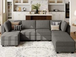 Belffin Large Modular Sectional Sofa U Shaped Couch Set With Storage Convertible Large Couch U Shape Set Reversible Chaise Dark Grey -Amazon Store 51j 6C56yTL. AC