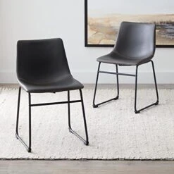 Edenbrook Kingston Metal Frame, Armless Dining Chairs - Set Of Two - Brown Faux Leather Chair 16 Edenbrook Kingston Metal Frame, Armless Dining Chairs - Set Of Two - Brown Faux Leather Chair -Amazon Store 51j MXQXA1L. AC