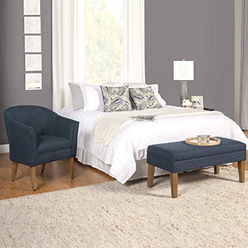 Homepop Home Decor | Upholstered Decorative Storage Ottoman Bench | Ottoman Bench With Storage For Living Room & Bedroom | Decorative Home Furniture, Navy Large 4 Homepop Home Decor | Upholstered Decorative Storage Ottoman Bench | Ottoman Bench With Storage For Living Room & Bedroom | Decorative Home Furniture, Navy Large - Image 2