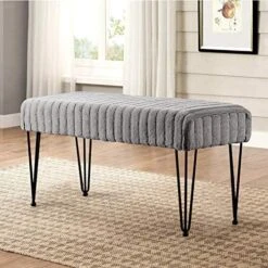 Home Soft Things Super Mink Faux Fur Pink Ottoman Bench, 19" X 13" X 17", Rose Smoke, Living Room Foot Rest Stool Entryway Makeup Bench End Of Bed Bedroom Home Decor Chair For Sitting -Amazon Store 51j4n5aALL. AC