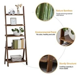 SOBIBO Ladder Shelf, 5-Tier Leaning Shelf, Free Standing Organizer Storage Shelves, Storage Rack Shelf For Office, Living Room, Nature -Amazon Store 51jD3fSkgWS