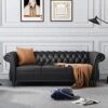NOSGA Modern 3 Seater Couch, Large Sofa Furniture, Roll Arm Classic Tufted Chesterfield Settee Leather Sofa With Channel Tufted Seat Back For Living Room, Black PU -Amazon Store 51jGewjPM9L