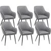 Yaheetech Dining Chairs Velvet Accent Armchairs Living Room Chairs With Steel Legs Upholstered Modern Tub Chairs With Backrest Armrest For Lounge Living Room Dining Room, Set Of 6, Gray -Amazon Store 51jHTdS0kfL