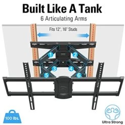 Mounting Dream TV Wall Mount Swivel And Tilt For Most 42-75 Inch TVs, Full Motion TV Mount TV Bracket With Articulating Arms, Max VESA 600x400mm And 100 LBS Loading, Fits 16" Woods Studs, MD2658 9 Mounting Dream TV Wall Mount Swivel And Tilt For Most 42-75 Inch TVs, Full Motion TV Mount TV Bracket With Articulating Arms, Max VESA 600x400mm And 100 LBS Loading, Fits 16" Woods Studs, MD2658 -Amazon Store 51jLc4g0W5L