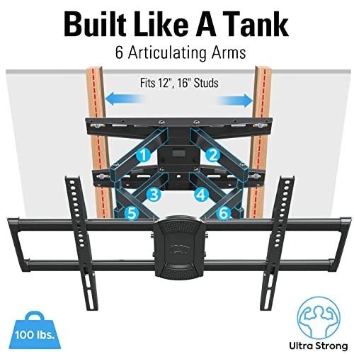 Mounting Dream TV Wall Mount Swivel And Tilt For Most 42-75 Inch TVs, Full Motion TV Mount TV Bracket With Articulating Arms, Max VESA 600x400mm And 100 LBS Loading, Fits 16" Woods Studs, MD2658 4 Mounting Dream TV Wall Mount Swivel And Tilt For Most 42-75 Inch TVs, Full Motion TV Mount TV Bracket With Articulating Arms, Max VESA 600x400mm And 100 LBS Loading, Fits 16" Woods Studs, MD2658 - Image 2